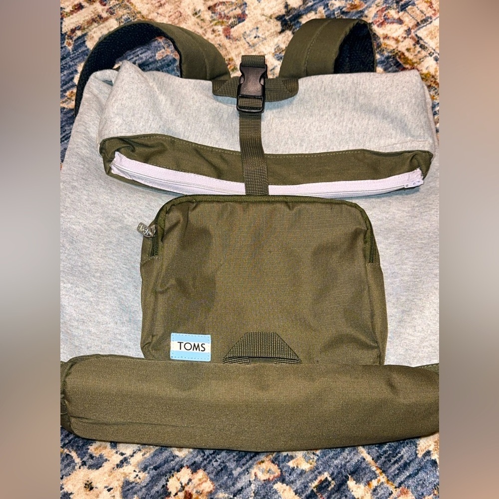 TOMS Green/Gray Unisex Rucksack School Backpack Travel Office Bag
